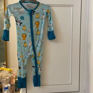 Little Sleepies 0-3 Blue Party Animals Bamboo Viscose Zippy